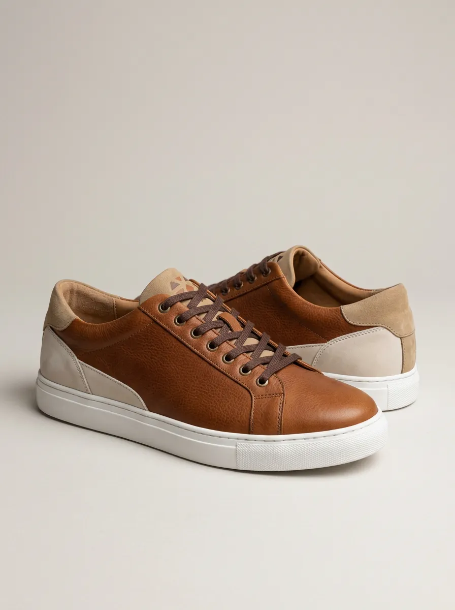 Men's Minimalist Leather Suede Patch Printed Casual Shoes