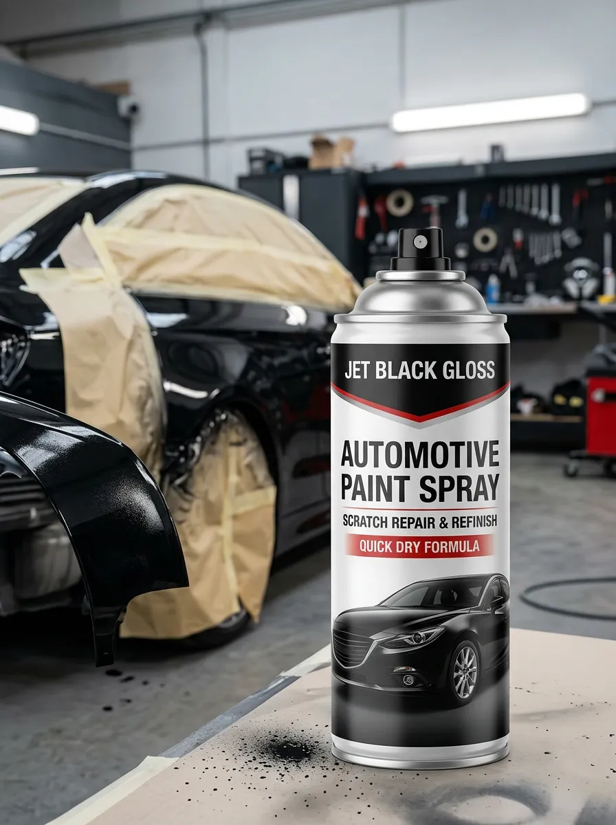 Jet Black Gloss Automotive Scratch Repair Paint Spray