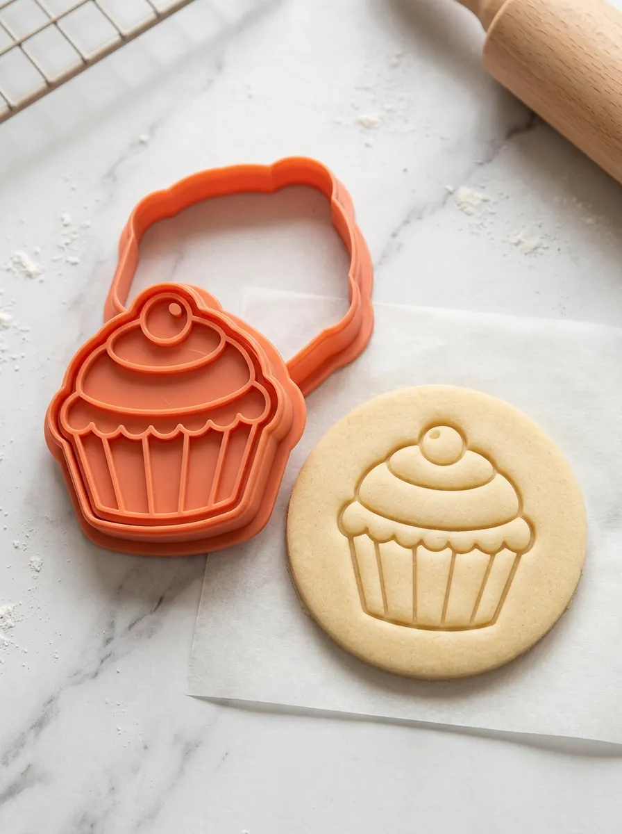 Baker's Cupcake Cherry Muffin Cookie Stamp