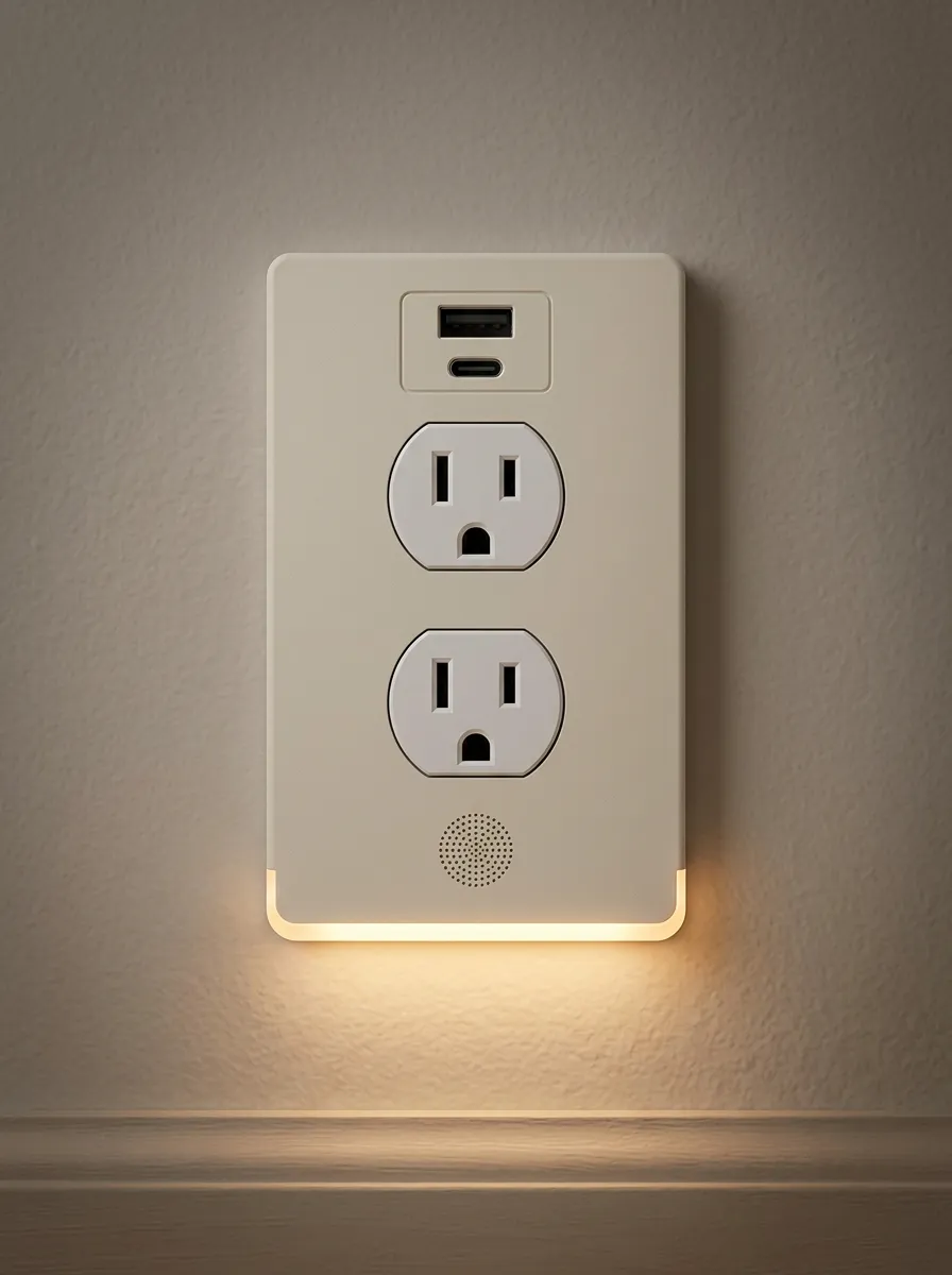 Modern Minimalist Beige Printed LED Outlet Cover