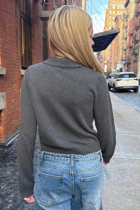 Charcoal Button Front Cardigan