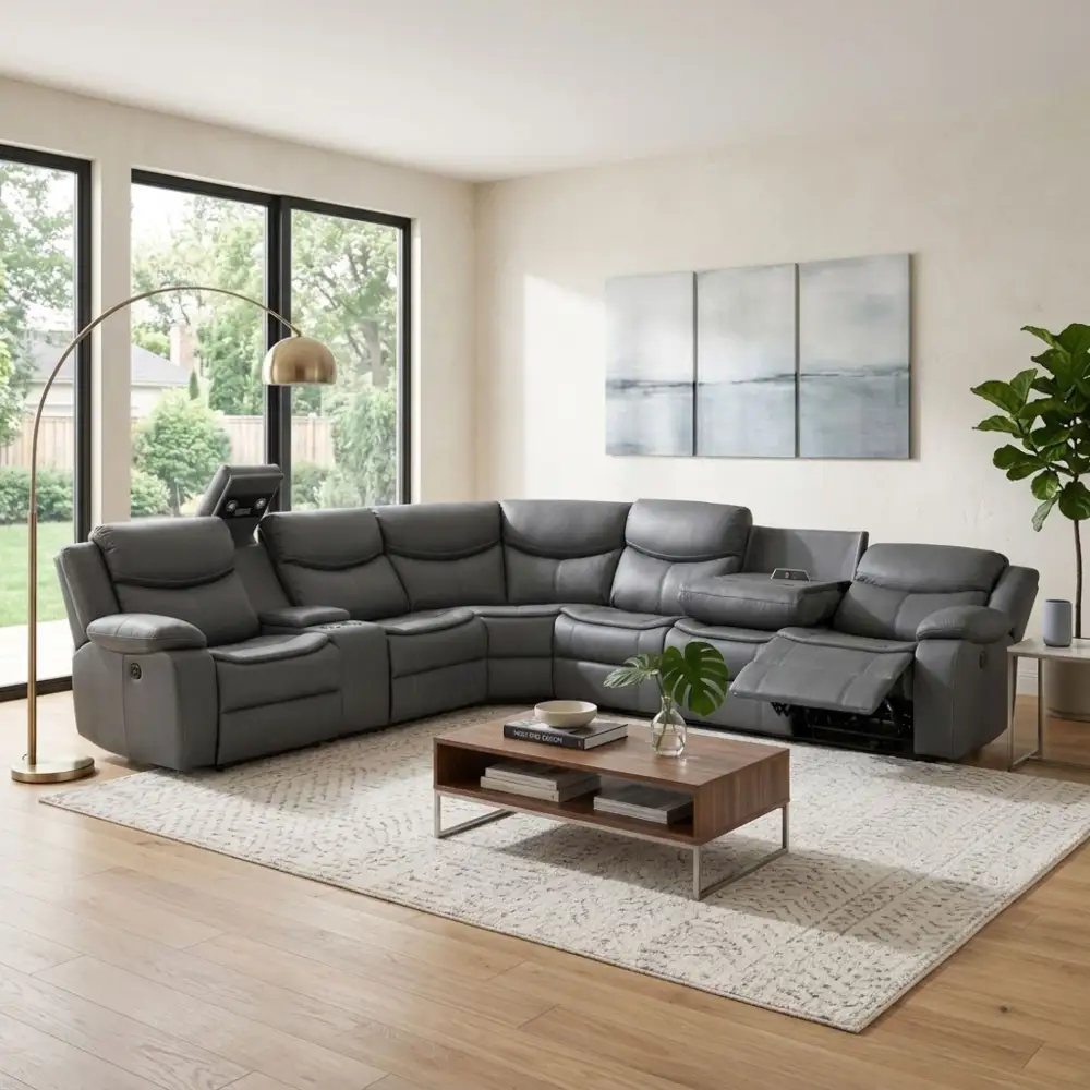 Fabric Upholstery Comfort Lounge Recliner Corner Sofa