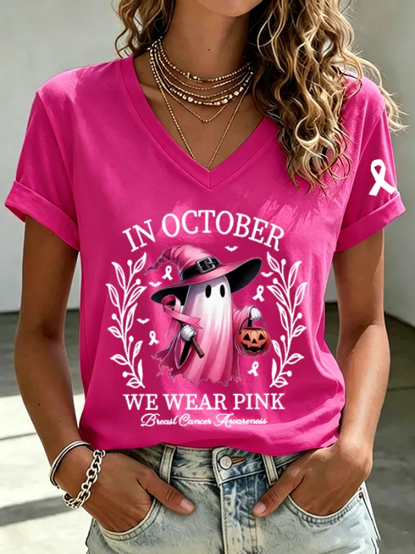 Women's In October We Wear Pink  Print T-shirt