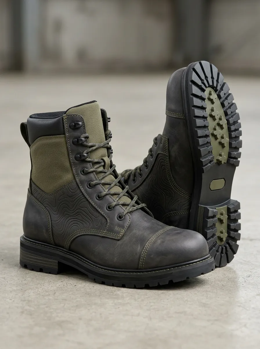 Unisex Modern Outdoor Adventure Topographic Pattern Print Work Boots