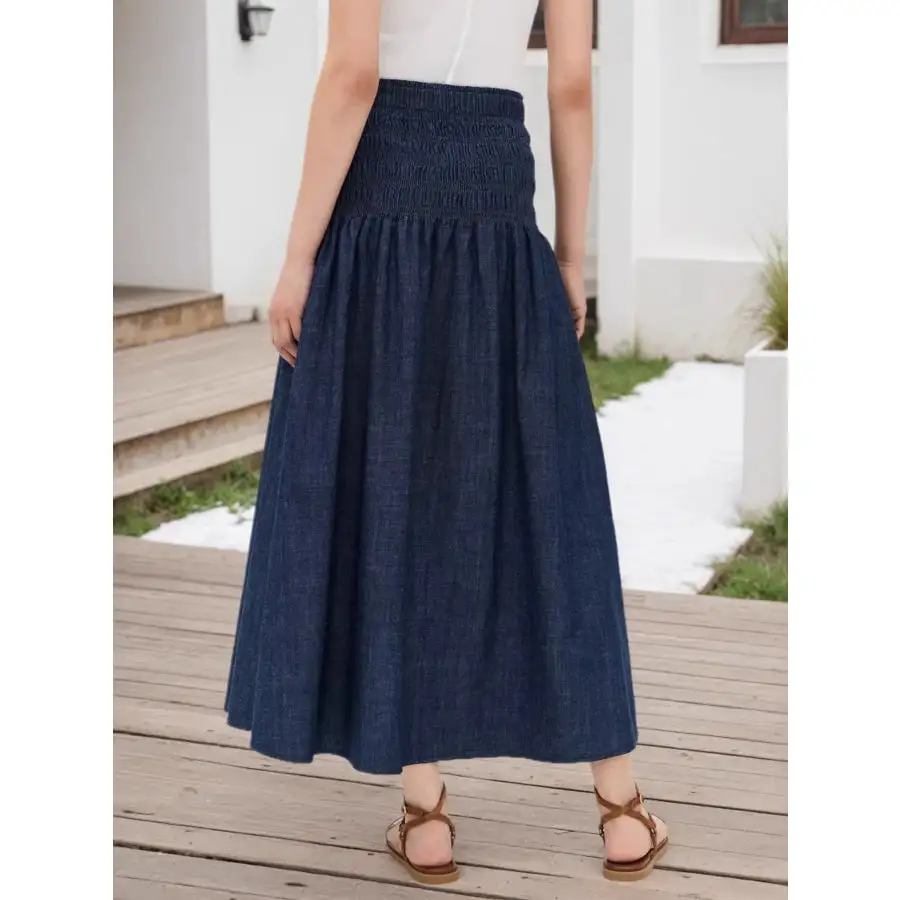Everyday Elastic Waist Midi Skirt