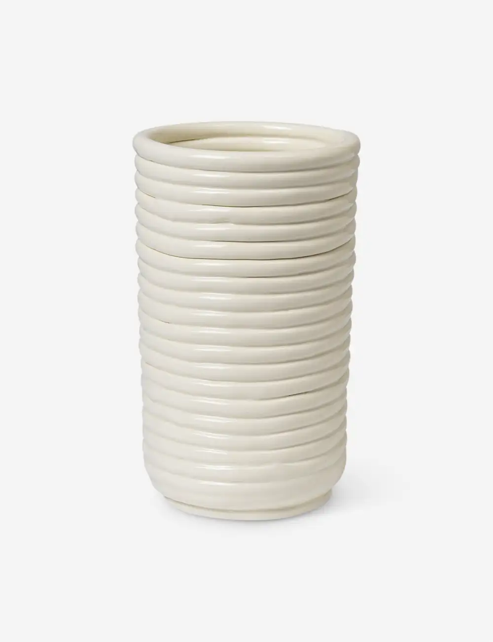Sculptural Corduroy Textured Glossy Finish Ceramic Decorative Vase