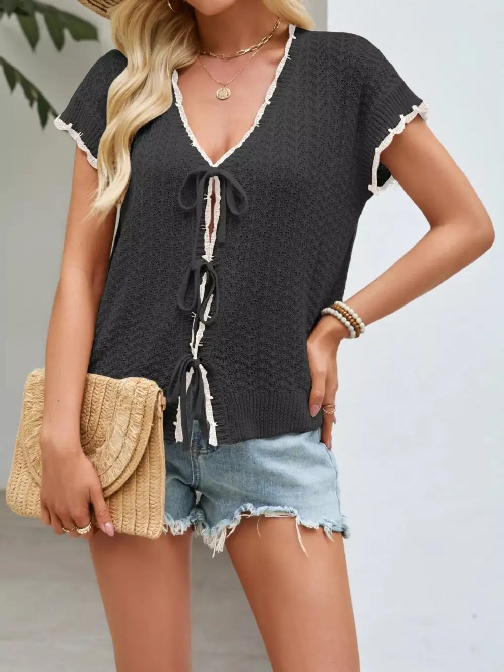 Tie-Front Knit Cardigan