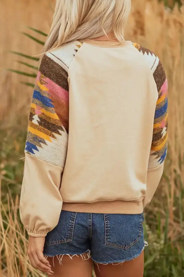 Bubble Sleeve Patchwork Graphic Sweatshirt