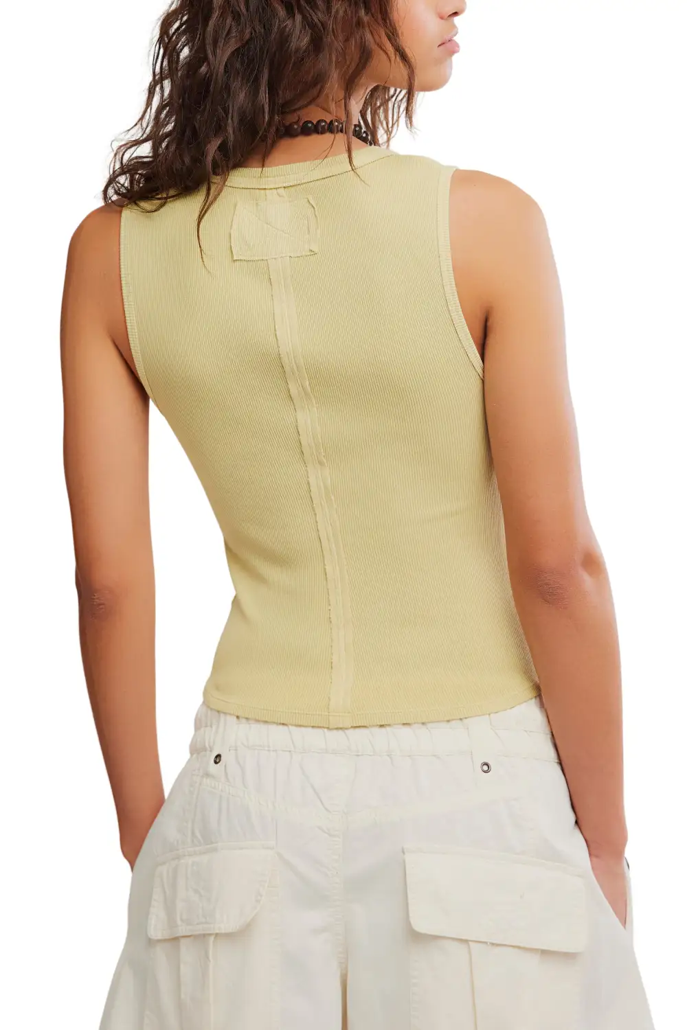 Ribbed Henley Fitted Soft Tank Top