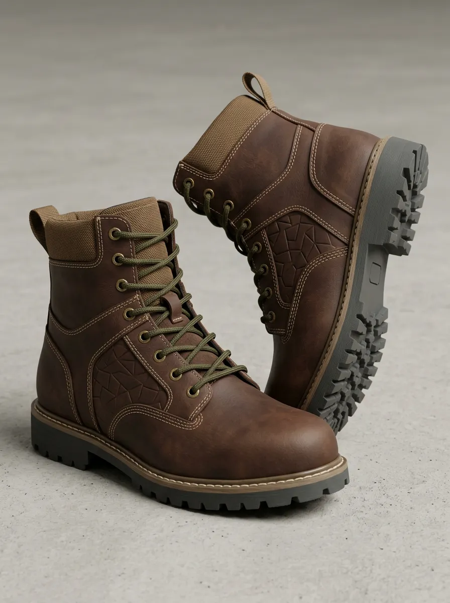Unisex Modern Geometric Pattern Embossed Print Work Boots