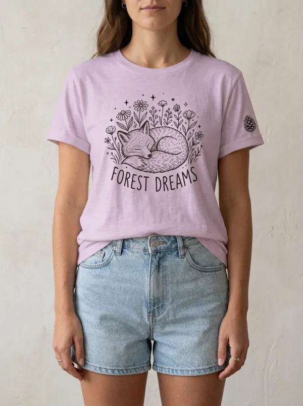 Forest Dreams Sleeping Fox Floral T-Shirt