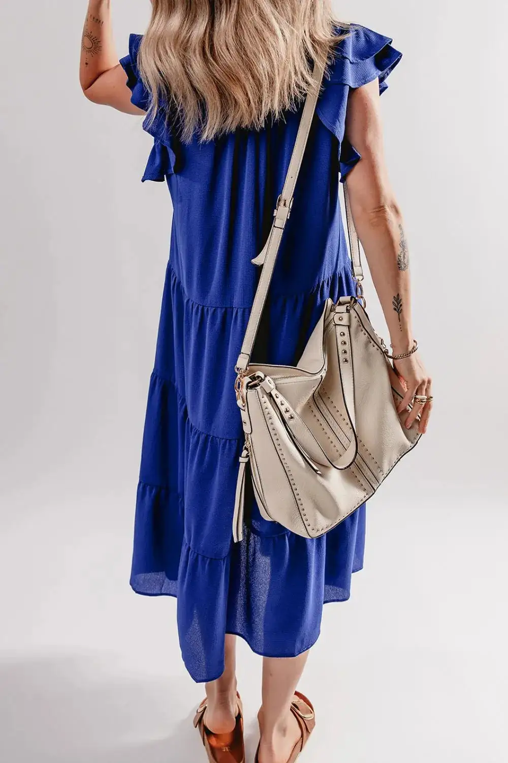 Easy Tie Detail Ruffle Trim Dress