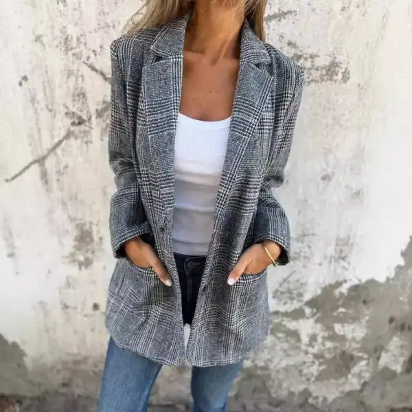 Check Patterned Tailored Blazer