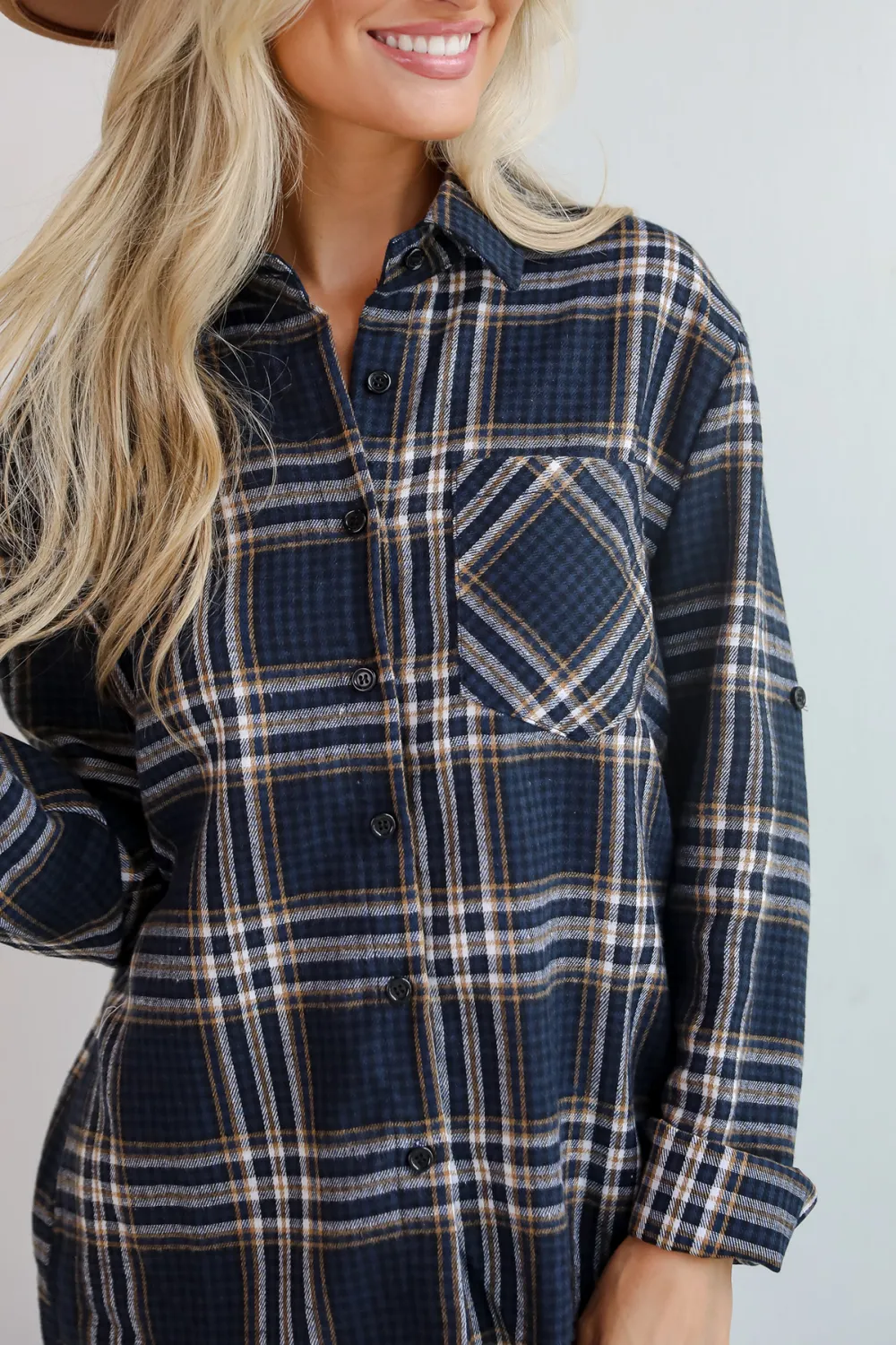 Long Sleeve Blue Plaid Flannel