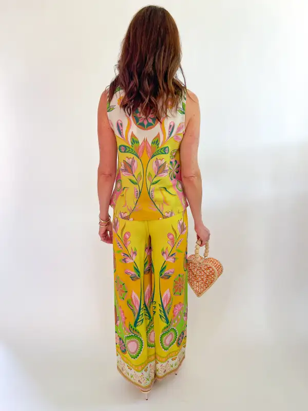 Fabric Detail Linen Pants