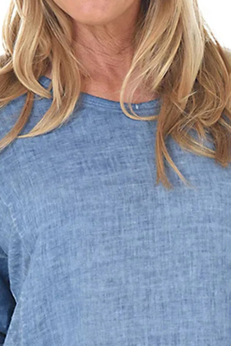 Roll-Tab Linen Blouse