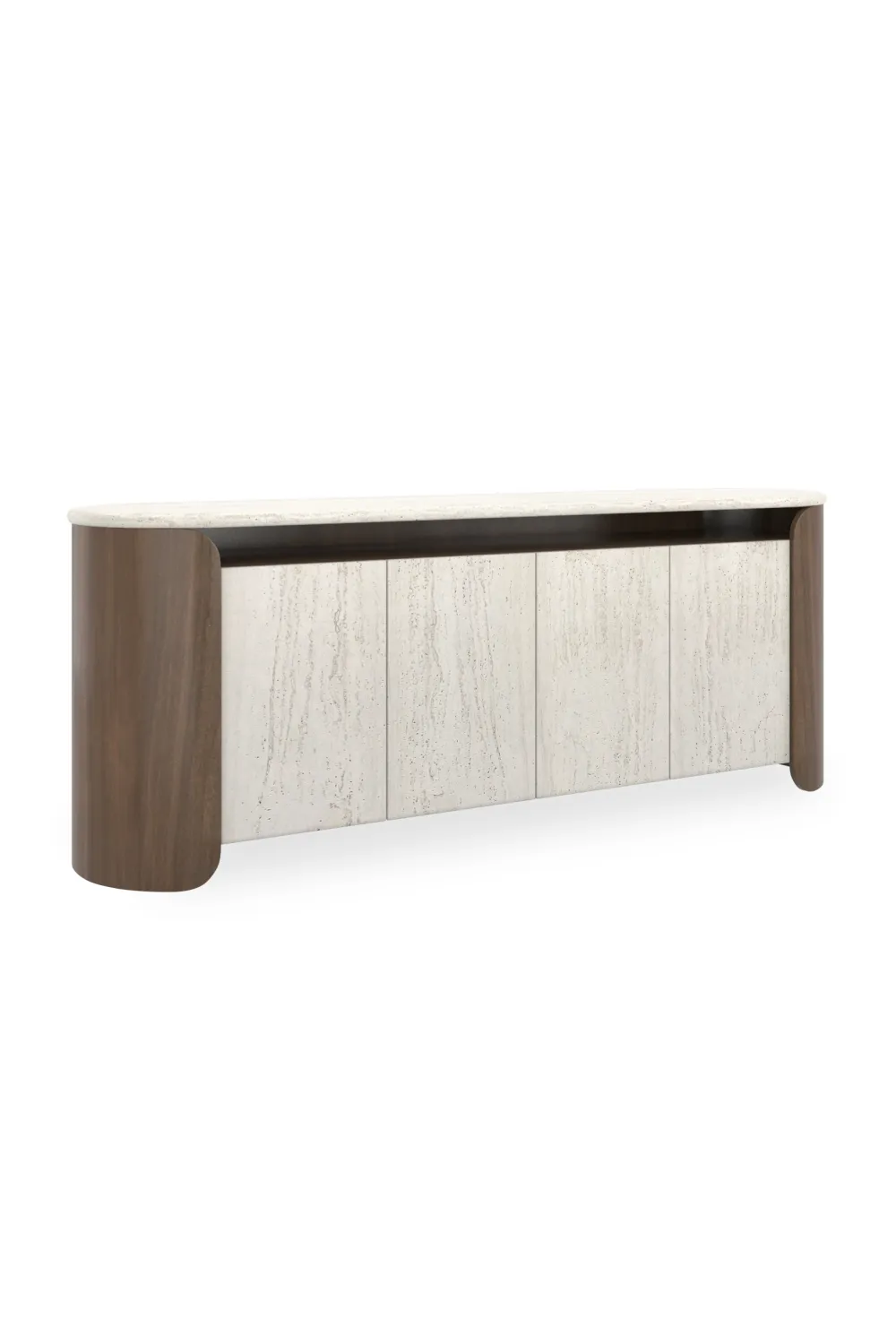 Travertine Four-Door Open Sideboard