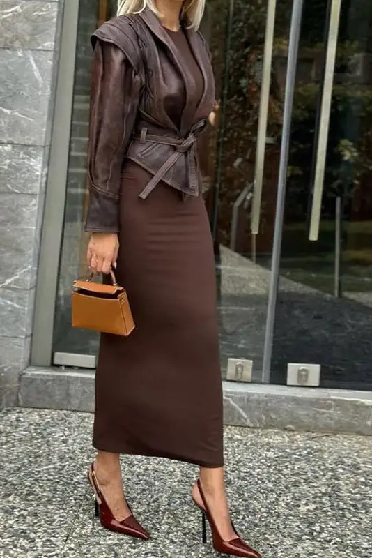 Lace-Up Leather Lace Jacket