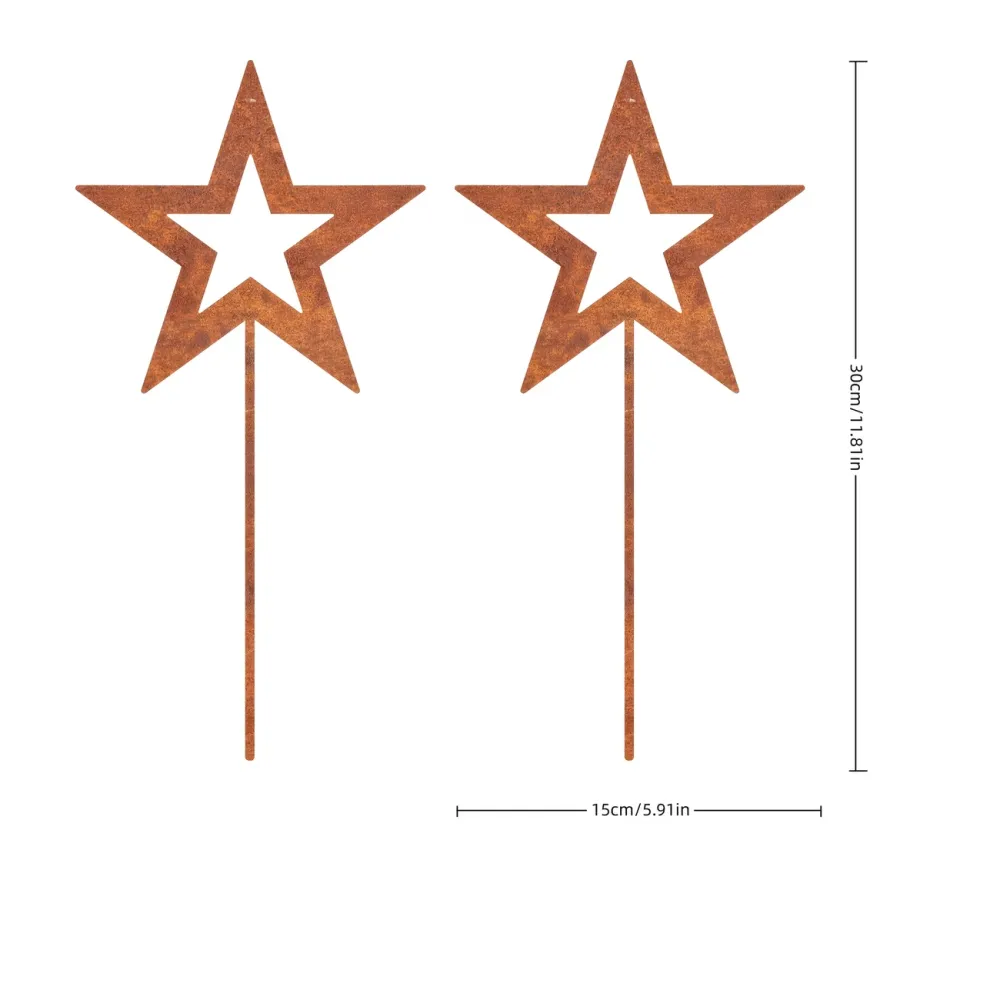 Rustic Metal Star Garden Stakes