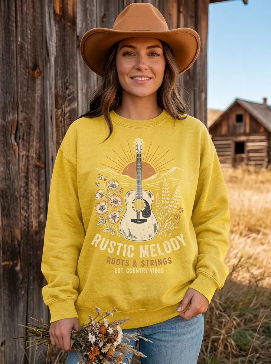 Floral Women's Country Music Crew Neck Sweatshirt