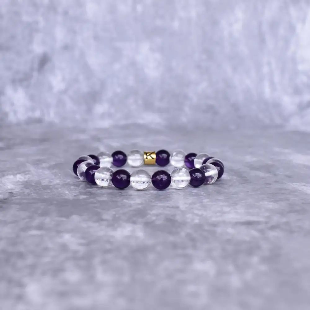 Clear Quartz Amethyst Bead Bracelet