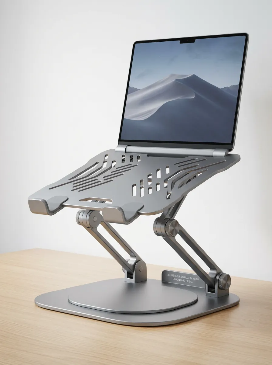 Ergonomic Adjustable Dual-arm Aluminum Laptop Riser Stand