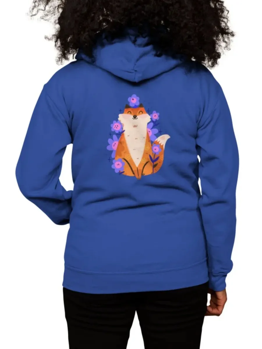 Cute Fox Floral Hoodie