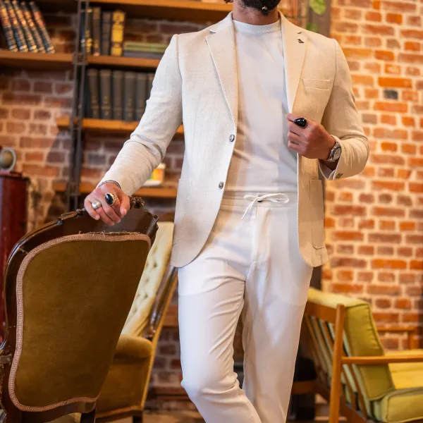 Slim Fit Notch Lapel Striped Blazer