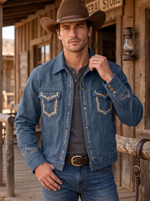 Rodeo Heritage Mountain Embroidered Trail Look Men's Western Jacket