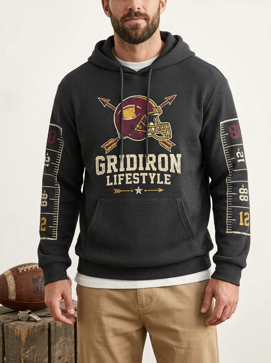 Men's American Football Gridiron Lifestyle Helmet Printed Hoodie