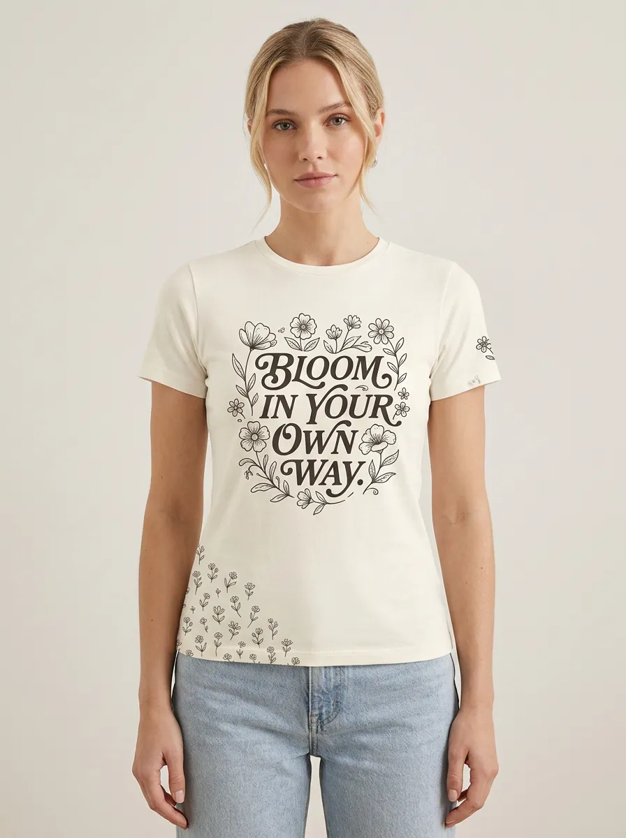 Inspirational Quote Floral Bloom In Your Own Way T-Shirt