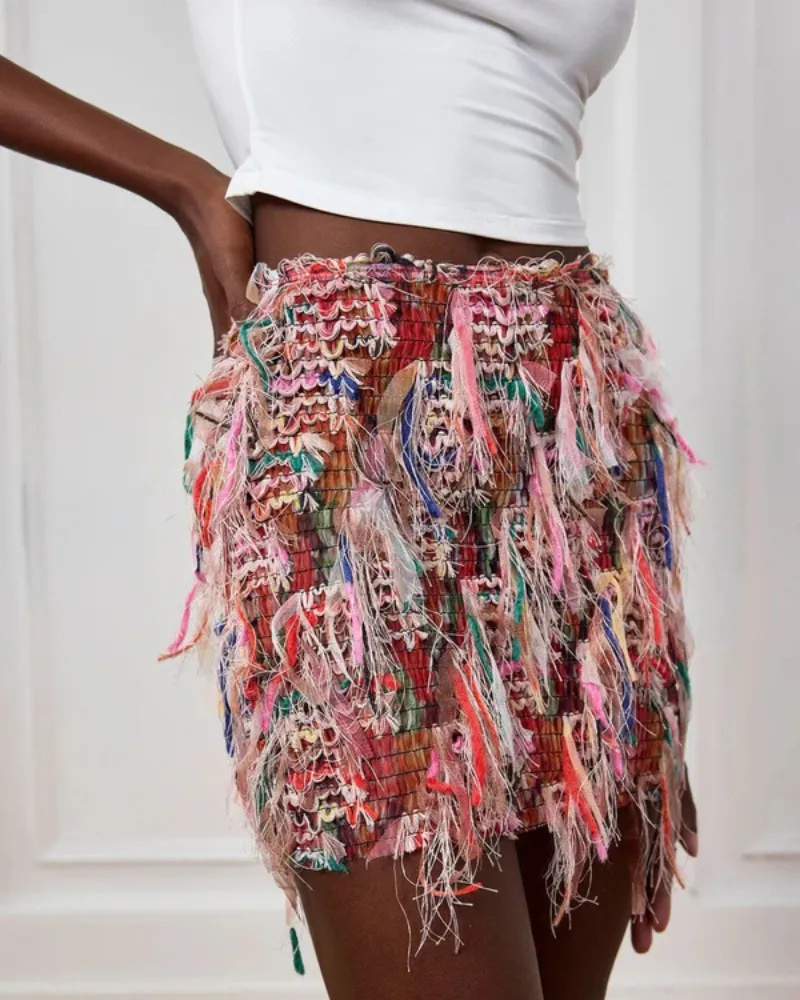 Fringe Short Skirt