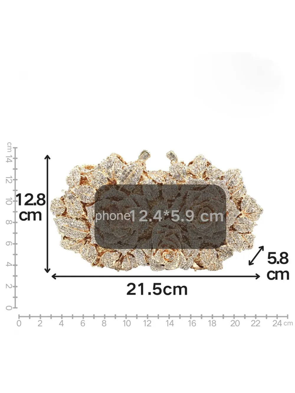 Lilith Cut-out Rose and Rhinestone Clutch