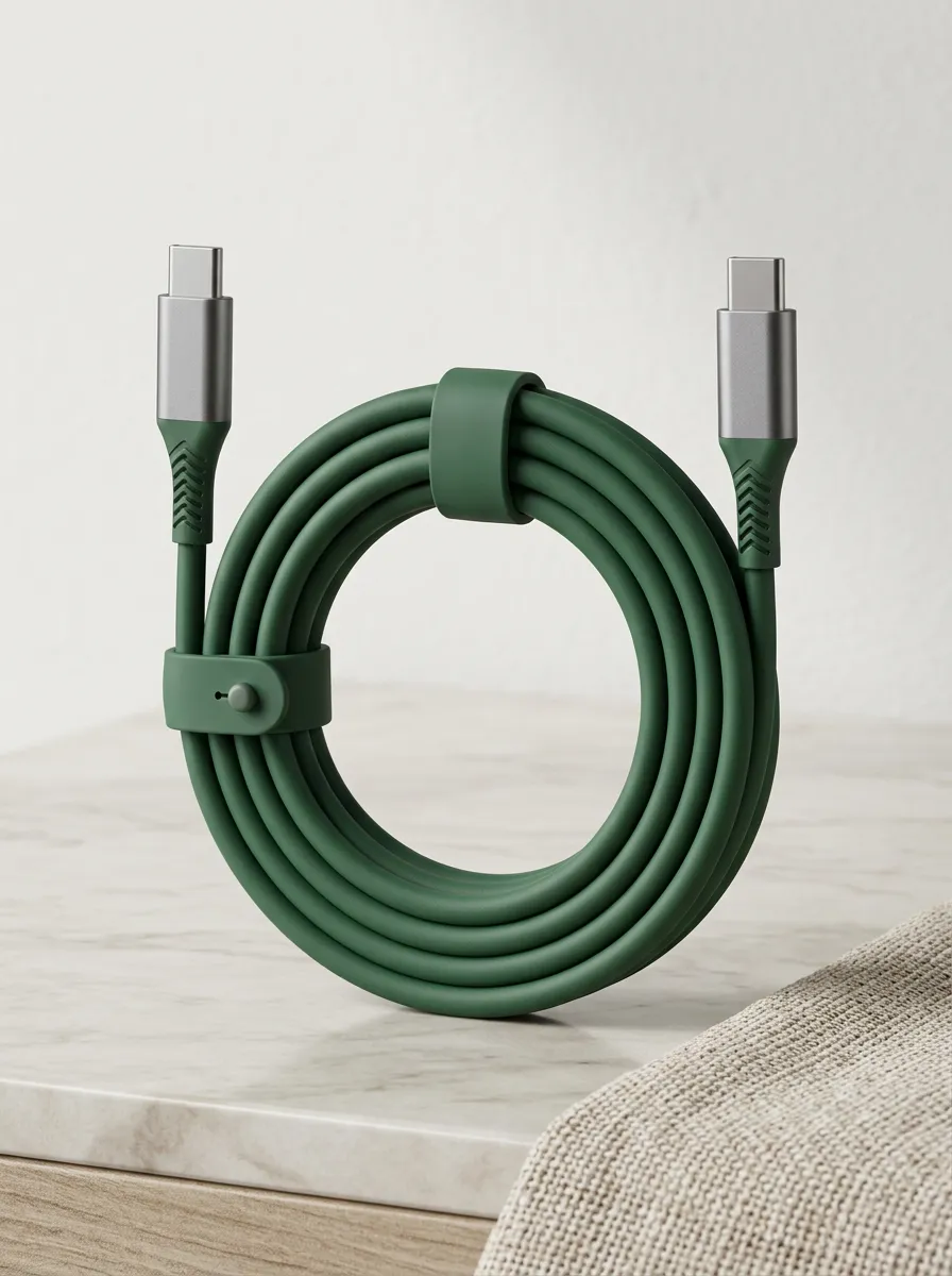 Forest Green Silicone USB-C Charging Cable