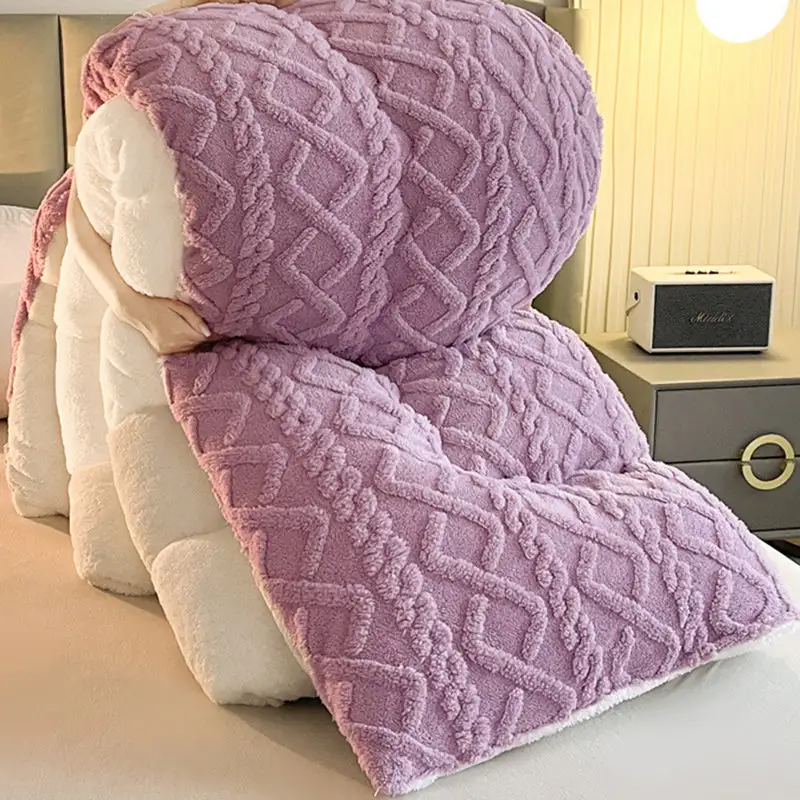 Sherpa Fleece Reversible Diamond Comforter Quilt
