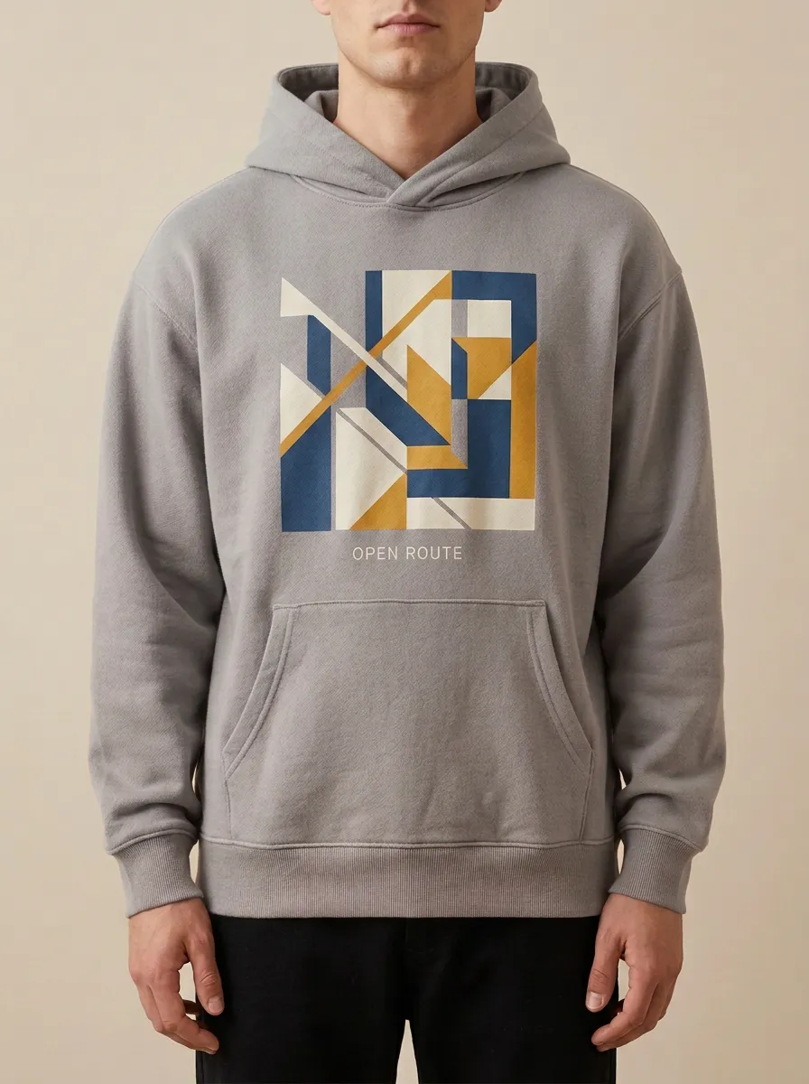 Versatile Open Route Geometric Abstract Hoodie