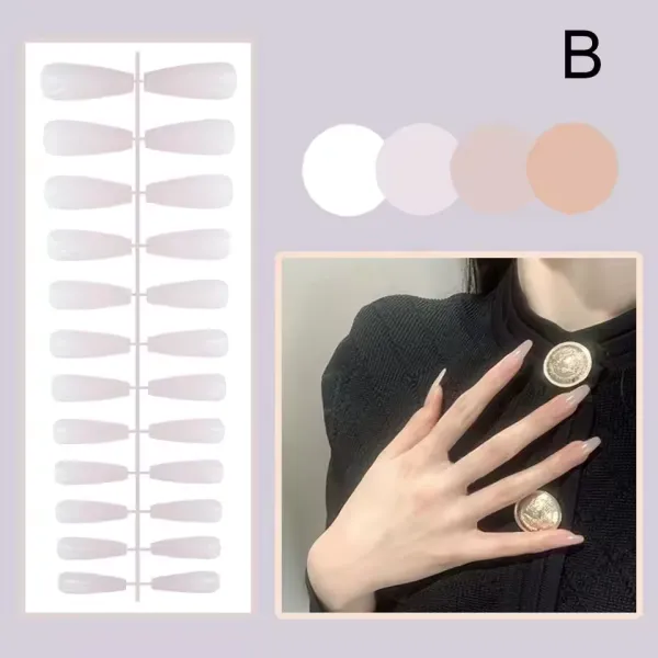 24Pcs/Box French Full Cover Artificial Fake Nails