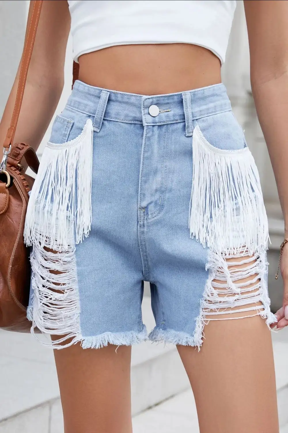 Casual Distressed Hem Shorts