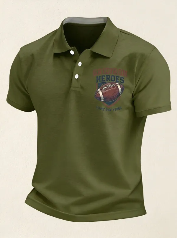 Men's American Football Lover Gridiron Heroes Printed Polo Shirt