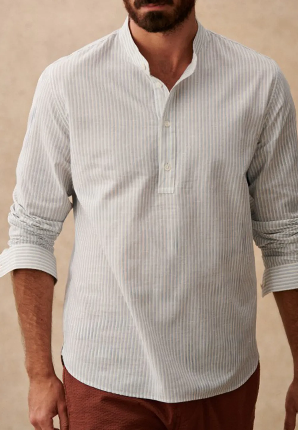 Navy Blue Cotton Linen Blend Regular Fit Shirt