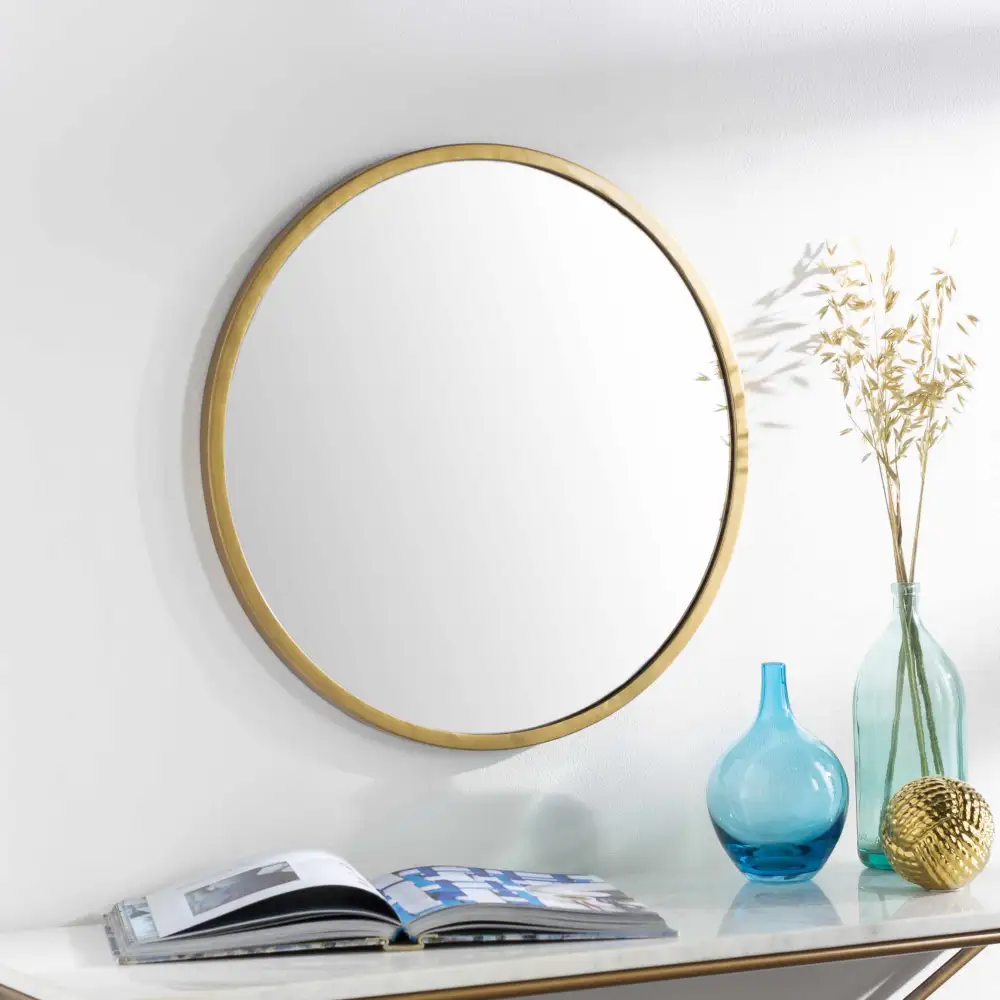 Contemporary Round Iron Frame Mirror