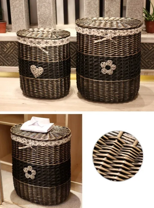Organized Wicker Cotton Laundry Basket