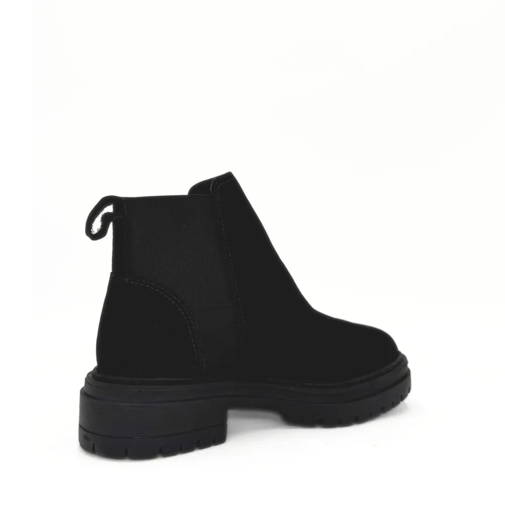 Nubuck Slip On Lug Sole Ankle Boots