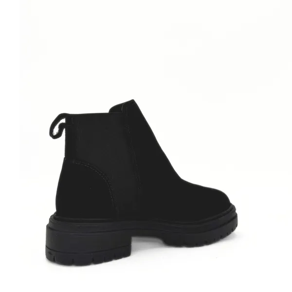 Nubuck Slip On Lug Sole Ankle Boots