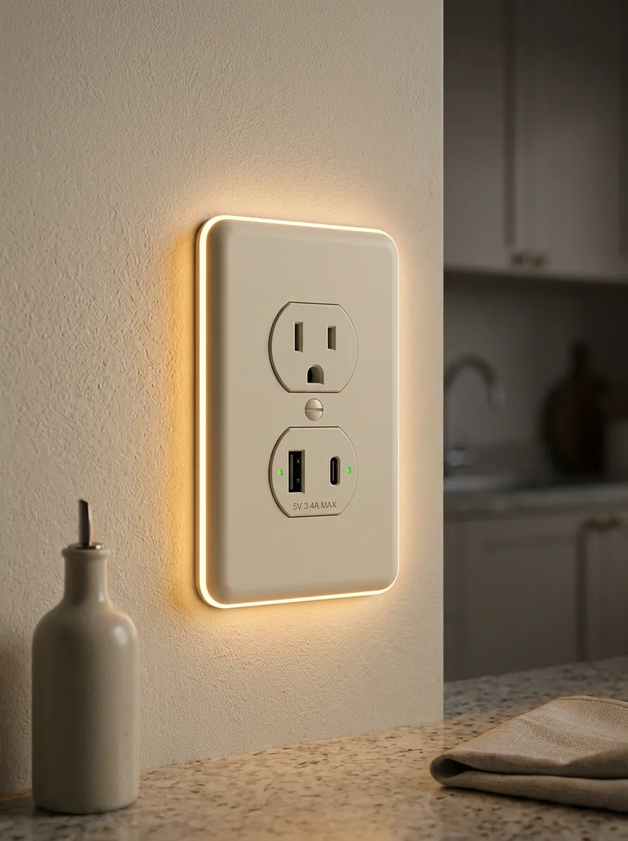 Modern Warm Glow USB Printed LED Outlet Cover