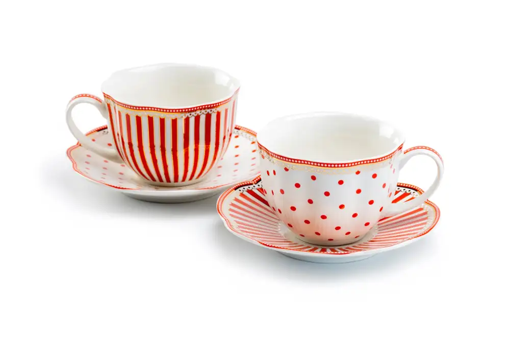 Striped Dots Cup Saucer Porcelain Tea Cup And Saucer