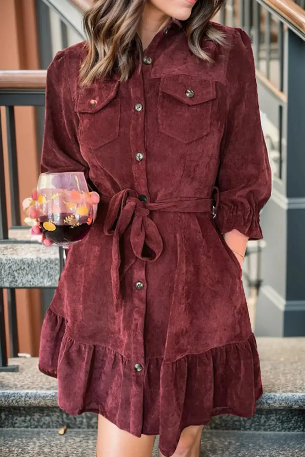 Classic Ruffled Casual Dress