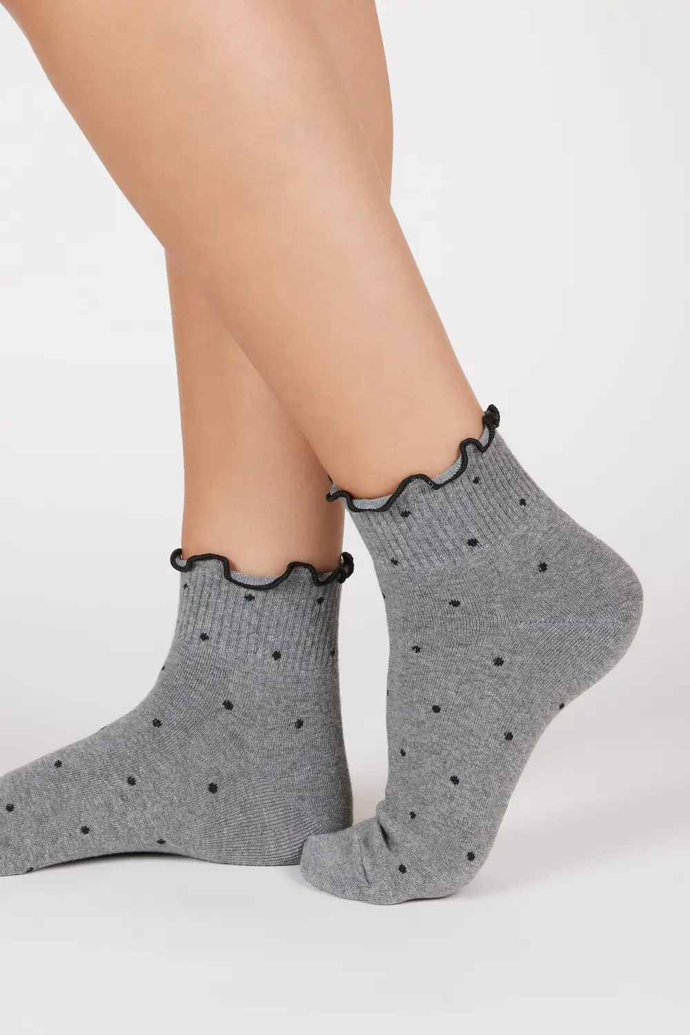 Relaxed Polka Dot Ruffle Trim Socks