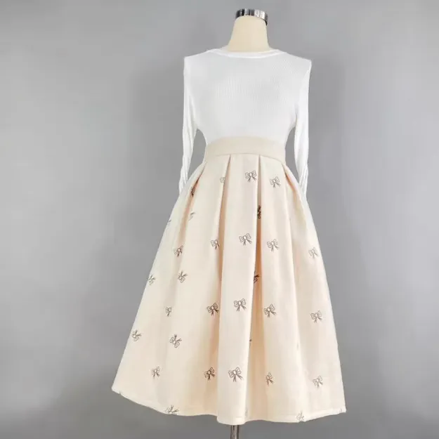 Modern Essential Everyday Casual Embroidered Skirt
