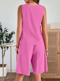 Round-Neck Shorts Matching Set